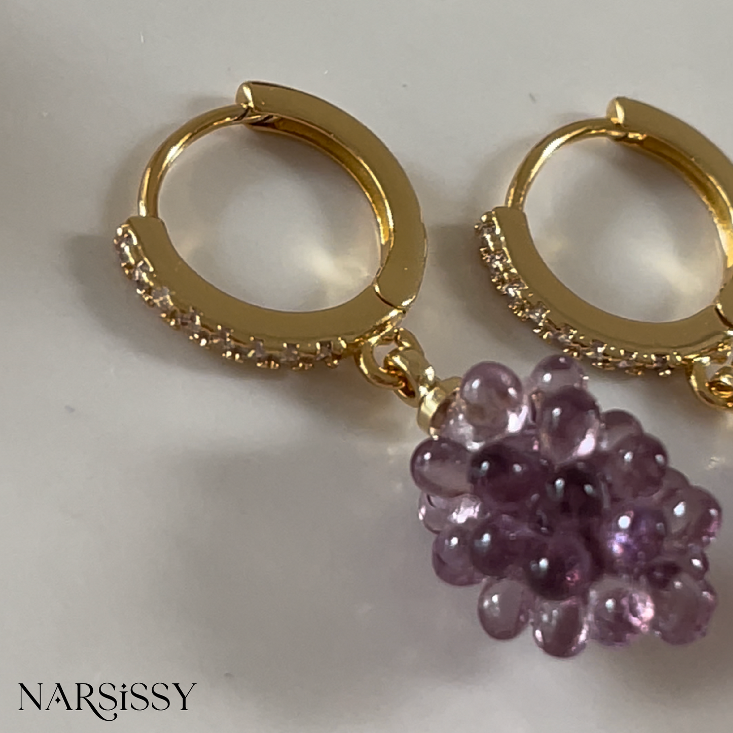 Grape Gold-Plated Hoops with Stones
