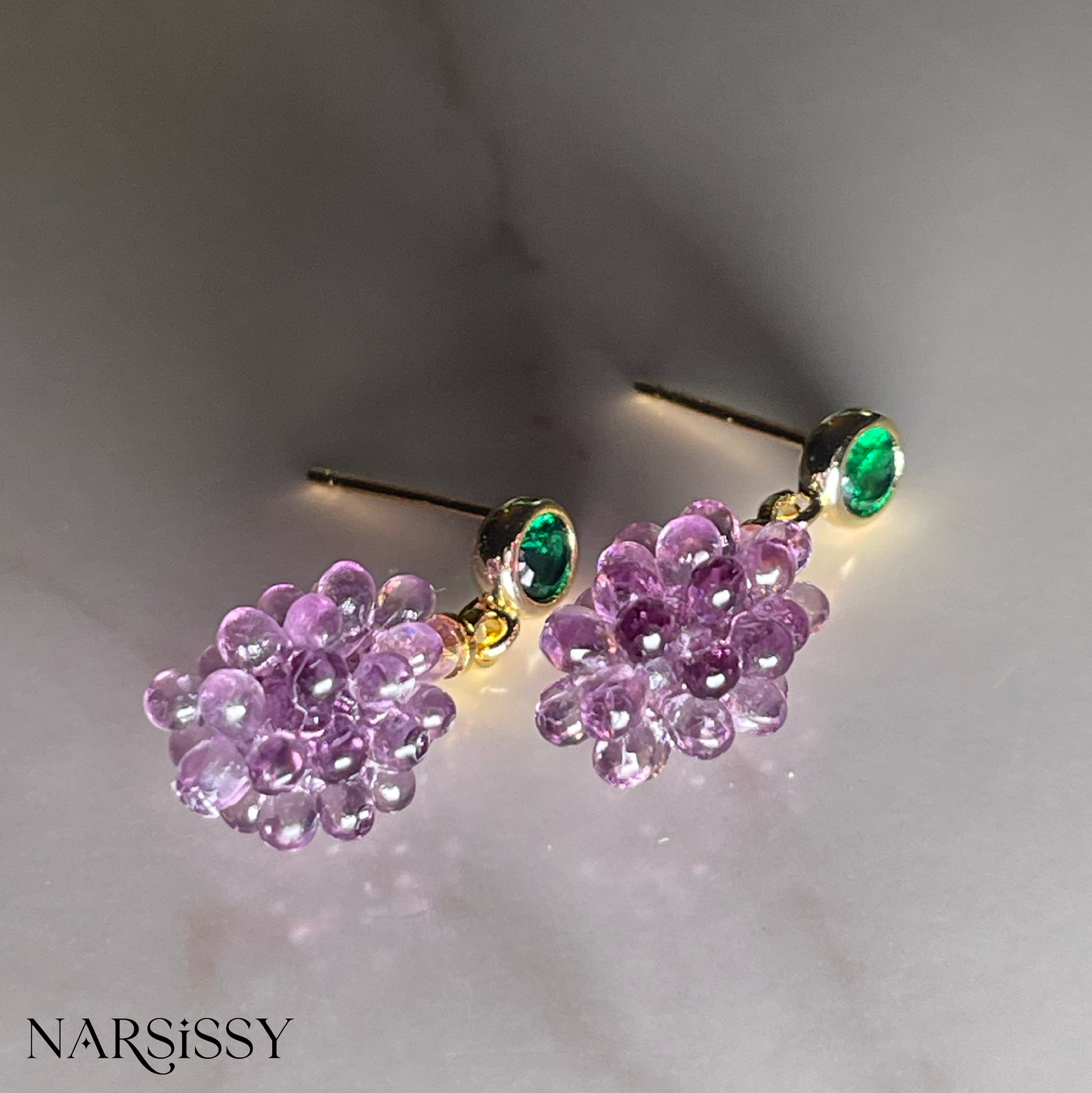 Grape Gold-Plated Green Studs