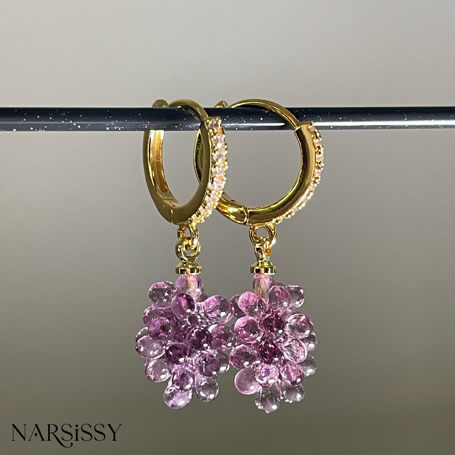 Grape Gold-Plated Hoops with Stones