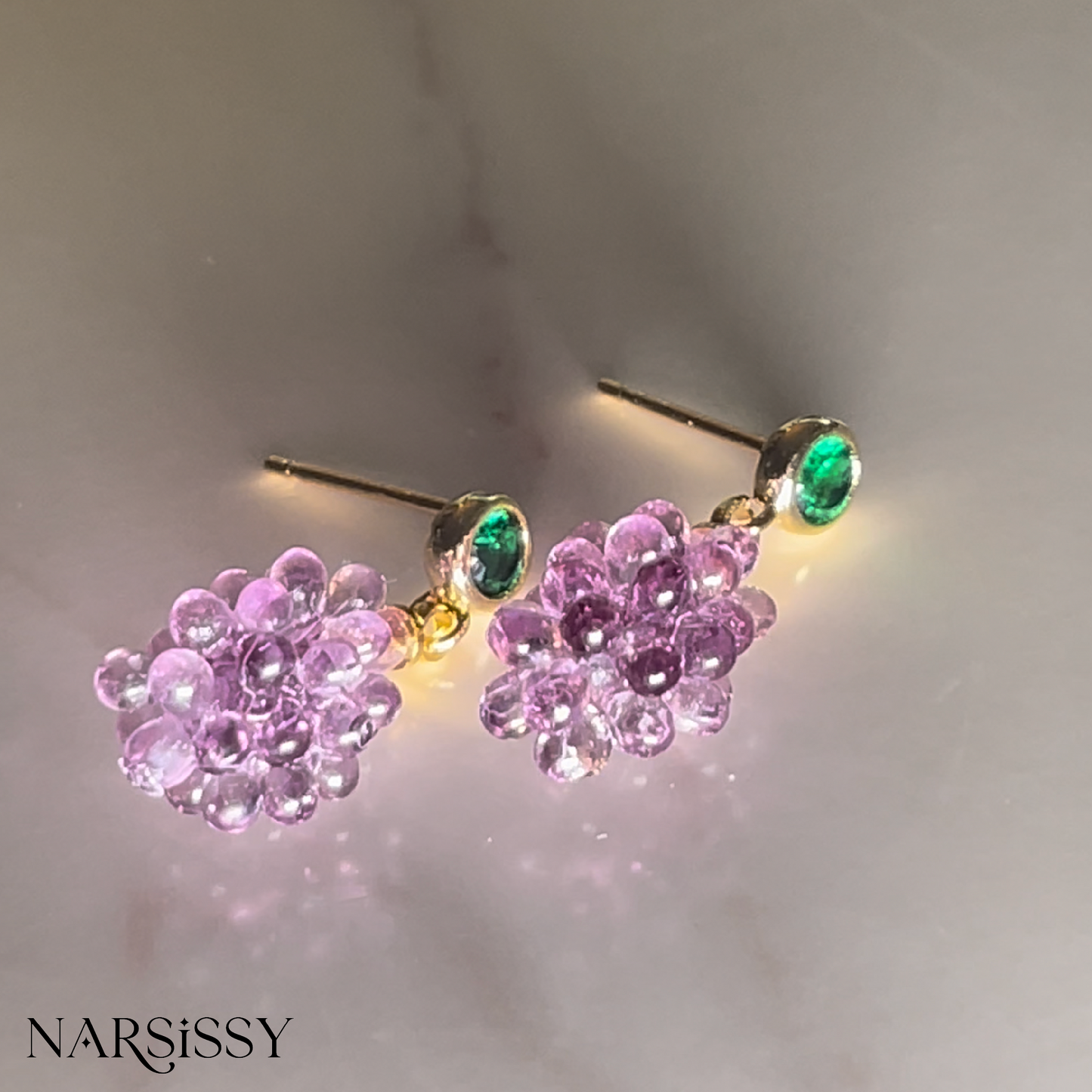 Grape Gold-Plated Green Studs