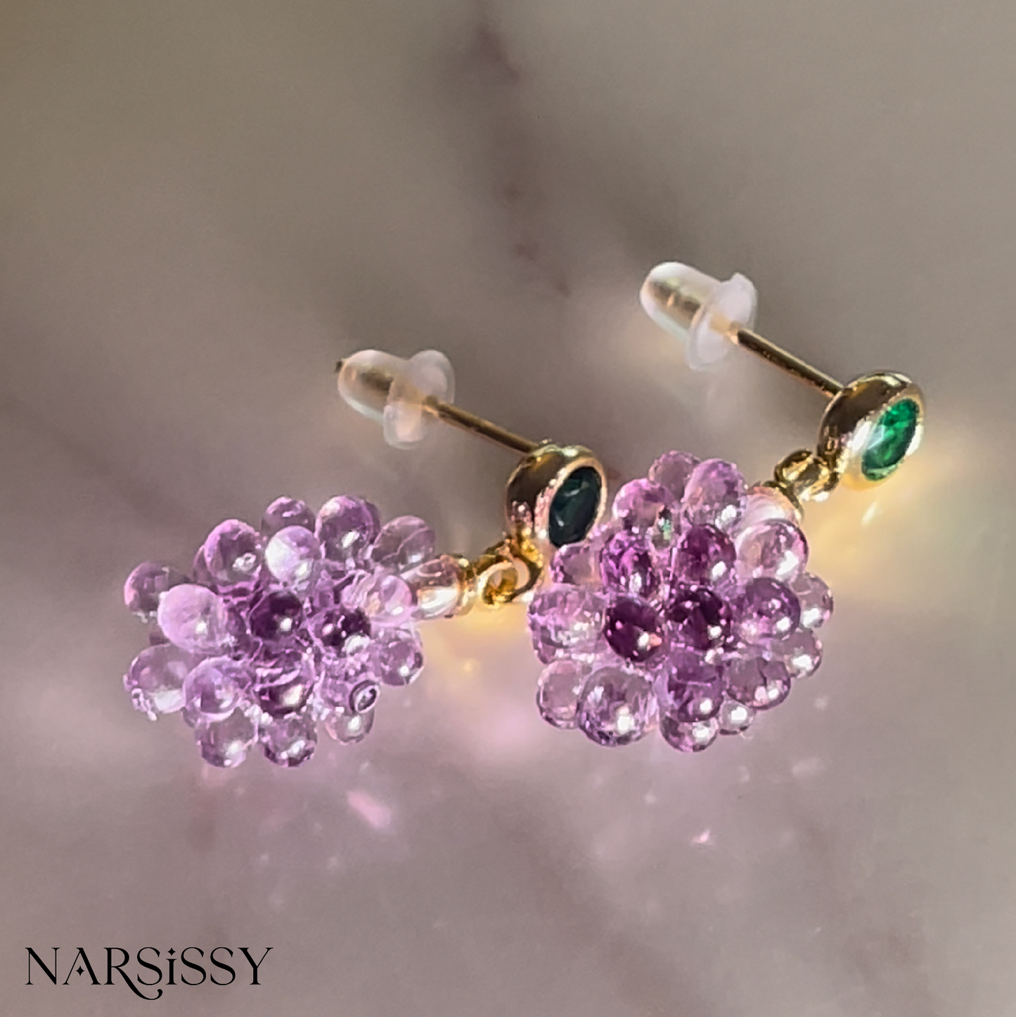 Grape Gold-Plated Green Studs