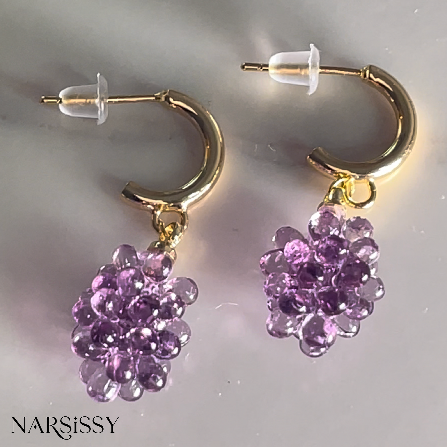 Grape Gold-Plated Open Hoops